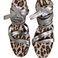 Silver Leather Platform Wedge Sandals Shoes