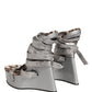 Silver Leather Platform Wedge Sandals Shoes