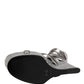 Silver Leather Platform Wedge Sandals Shoes