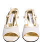 White Satin Slingback Heels Pumps Shoes