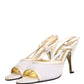 White Satin Slingback Heels Pumps Shoes