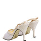White Satin Slingback Heels Pumps Shoes