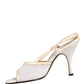 White Satin Slingback Heels Pumps Shoes