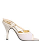 White Satin Slingback Heels Pumps Shoes