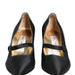 Black Satin Mary Jane Pumps Shoes
