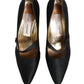 Black Satin Mary Jane Pumps Shoes
