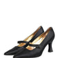 Black Satin Mary Jane Pumps Shoes