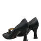 Black Satin Mary Jane Pumps Shoes