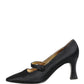 Black Satin Mary Jane Pumps Shoes