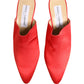 Red Suede Heel Mule Shoes