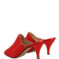 Red Suede Heel Mule Shoes