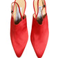 Red Suede Heel Slingback Shoes