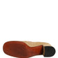 Beige Leather Suede Block Heel Loafers Shoes