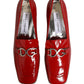 Red Patent Leather Moccasin Slip On Shoes