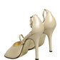 Beige Leather Stiletto Heels Sandals Shoes