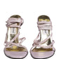 Purple Leather Wedge Heels Sandals Shoes