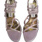 Purple Leather Wedge Heels Sandals Shoes