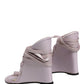 Purple Leather Wedge Heels Sandals Shoes