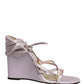 Purple Leather Wedge Heels Sandals Shoes