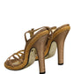Brown Braided Ankle Strap Heels Sandals Shoes
