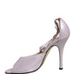 Purple Leather Open Toe Heels Pumps Shoes