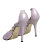 Purple Leather Open Toe Heels Pumps Shoes