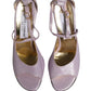 Purple Leather Open Toe Heels Pumps Shoes