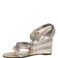 Gold Silver Leather Wedge Heels Sandals Shoes
