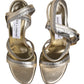 Gold Silver Leather Wedge Heels Sandals Shoes