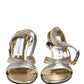 Gold Silver Leather Wedge Heels Sandals Shoes