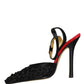 Black Satin Floral Ankle Strap Sandals Shoes