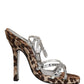 Brown Leopard Rhinestone StilettoSandals Shoes