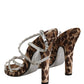 Brown Leopard Rhinestone StilettoSandals Shoes