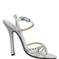 White Rhinestone High Heeled Sandals Shoes