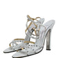 White Rhinestone High Heeled Sandals Shoes