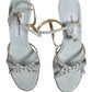 White Rhinestone High Heeled Sandals Shoes