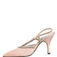 Beige Crystal Heels Slingbacks Sandals Shoes