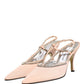 Beige Crystal Heels Slingbacks Sandals Shoes