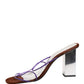 Silver Block Heels Slip On Sandals Shoes