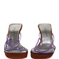 Silver Block Heels Slip On Sandals Shoes