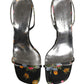 Black Silver Floral Block Heels Sandals Shoes
