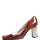 Multicolor Leather Square Toe Pumps Shoes