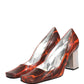 Multicolor Leather Square Toe Pumps Shoes