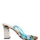 Multicolor Leather Block Heels Sandals Shoes