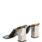 Multicolor Leather Block Heels Sandals Shoes