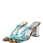 Multicolor Leather Block Heels Sandals Shoes