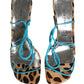 Multicolor Leather Block Heels Sandals Shoes