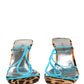 Multicolor Leather Block Heels Sandals Shoes