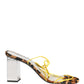 Multicolor Leather Block Heels Sandals Shoes