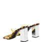 Multicolor Leather Block Heels Sandals Shoes
